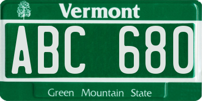 VT license plate ABC680