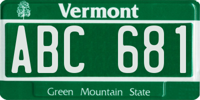 VT license plate ABC681