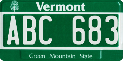 VT license plate ABC683