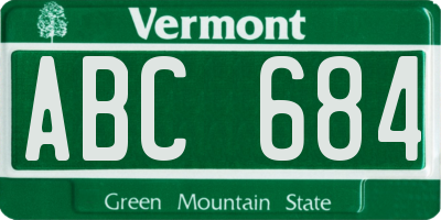 VT license plate ABC684