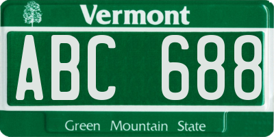 VT license plate ABC688