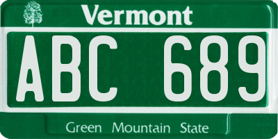 VT license plate ABC689