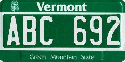 VT license plate ABC692