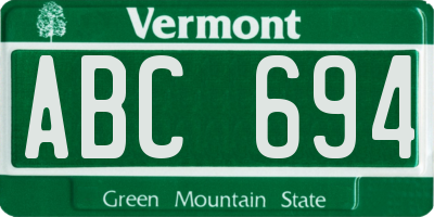 VT license plate ABC694