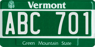 VT license plate ABC701