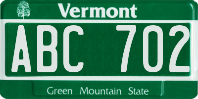 VT license plate ABC702