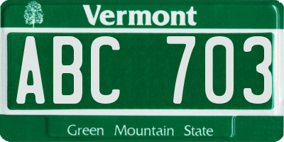 VT license plate ABC703