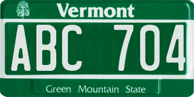 VT license plate ABC704