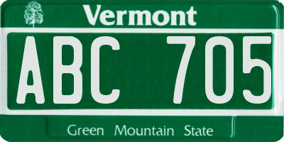 VT license plate ABC705