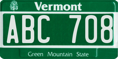 VT license plate ABC708