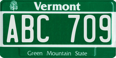 VT license plate ABC709