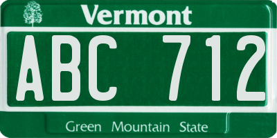 VT license plate ABC712