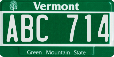 VT license plate ABC714