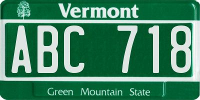 VT license plate ABC718