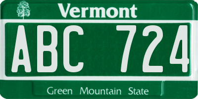 VT license plate ABC724
