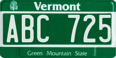 VT license plate ABC725