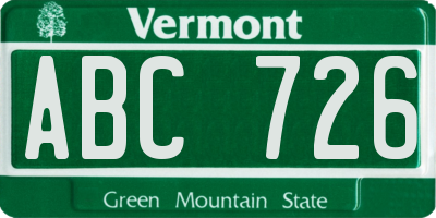 VT license plate ABC726