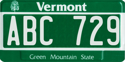VT license plate ABC729