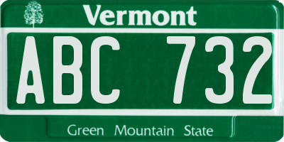 VT license plate ABC732