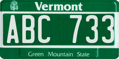 VT license plate ABC733