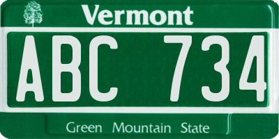 VT license plate ABC734