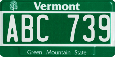 VT license plate ABC739