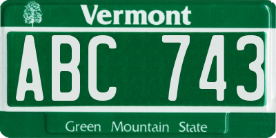 VT license plate ABC743