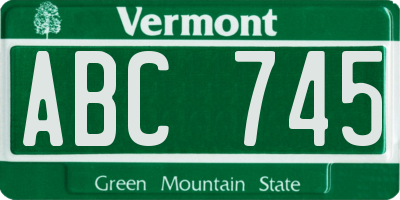 VT license plate ABC745