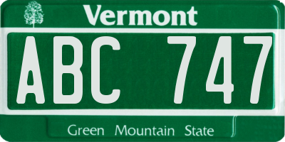 VT license plate ABC747