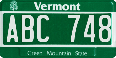 VT license plate ABC748