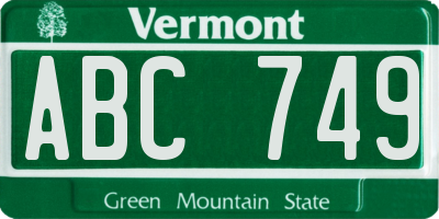 VT license plate ABC749