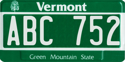 VT license plate ABC752