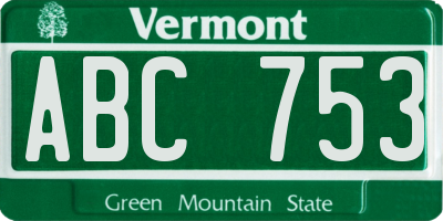 VT license plate ABC753