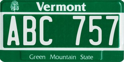 VT license plate ABC757