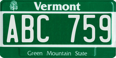 VT license plate ABC759
