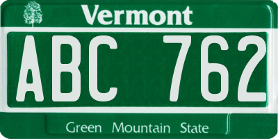 VT license plate ABC762
