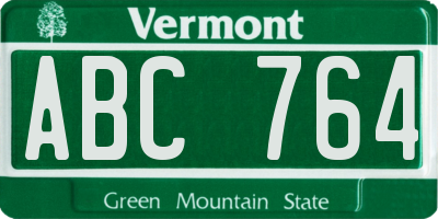 VT license plate ABC764