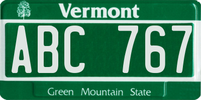 VT license plate ABC767