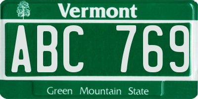 VT license plate ABC769