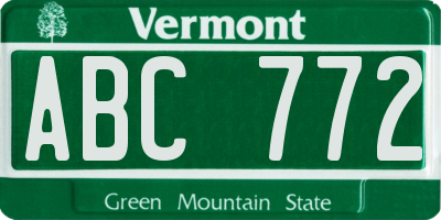 VT license plate ABC772