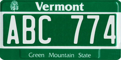 VT license plate ABC774