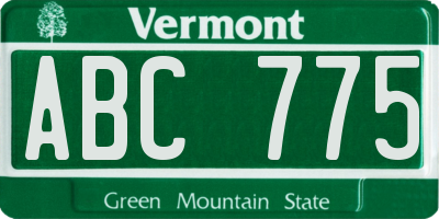 VT license plate ABC775