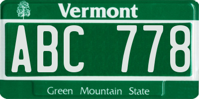 VT license plate ABC778
