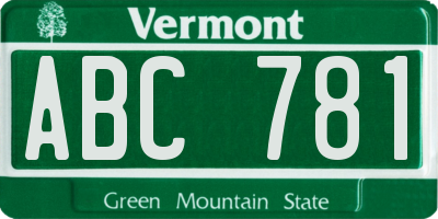 VT license plate ABC781