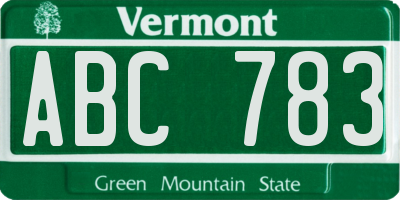 VT license plate ABC783