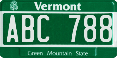 VT license plate ABC788