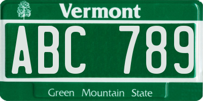 VT license plate ABC789
