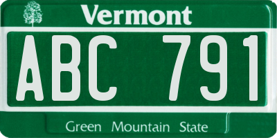 VT license plate ABC791