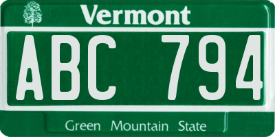 VT license plate ABC794