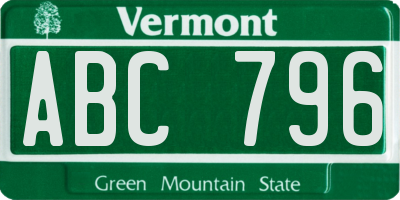 VT license plate ABC796